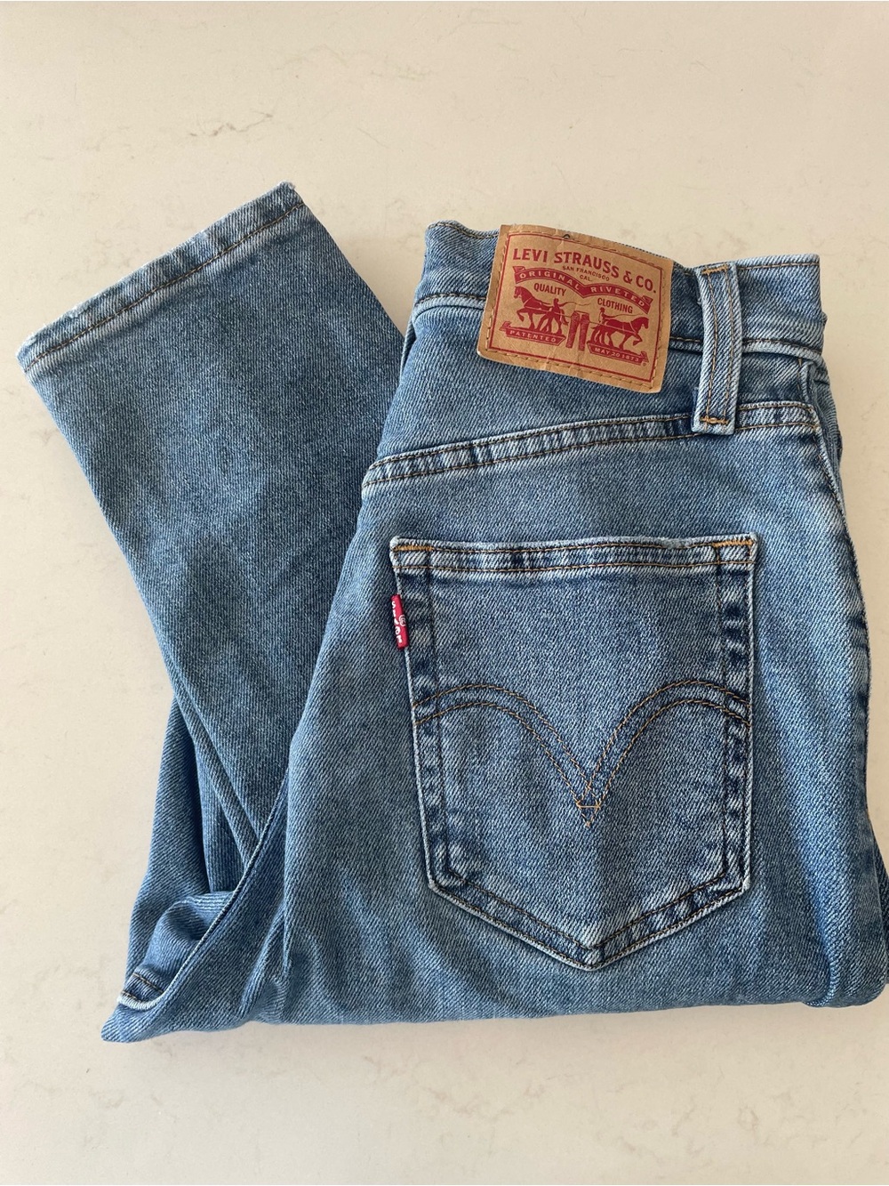 Levi's High Waisted Mom Light Blue Straight-Leg Denim Jeans